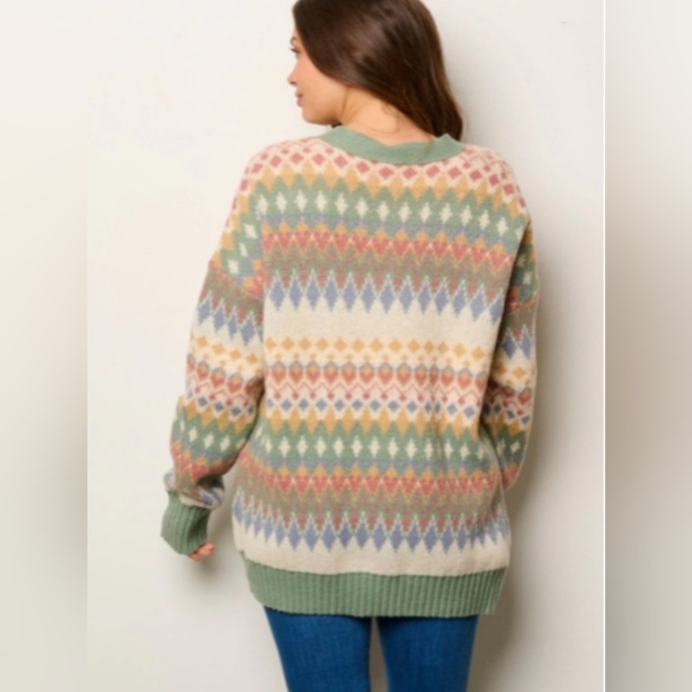 New In Multicolor Patterned Women's Sweater - Picture 2 of 9